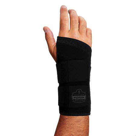 PROFLEX BY ERGODYNE Wrist Brace Support, Double Strap, Black, Right, M 4015